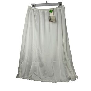 Shadowline Half Slip Women XL White Lace Trim Side Slit Nylon